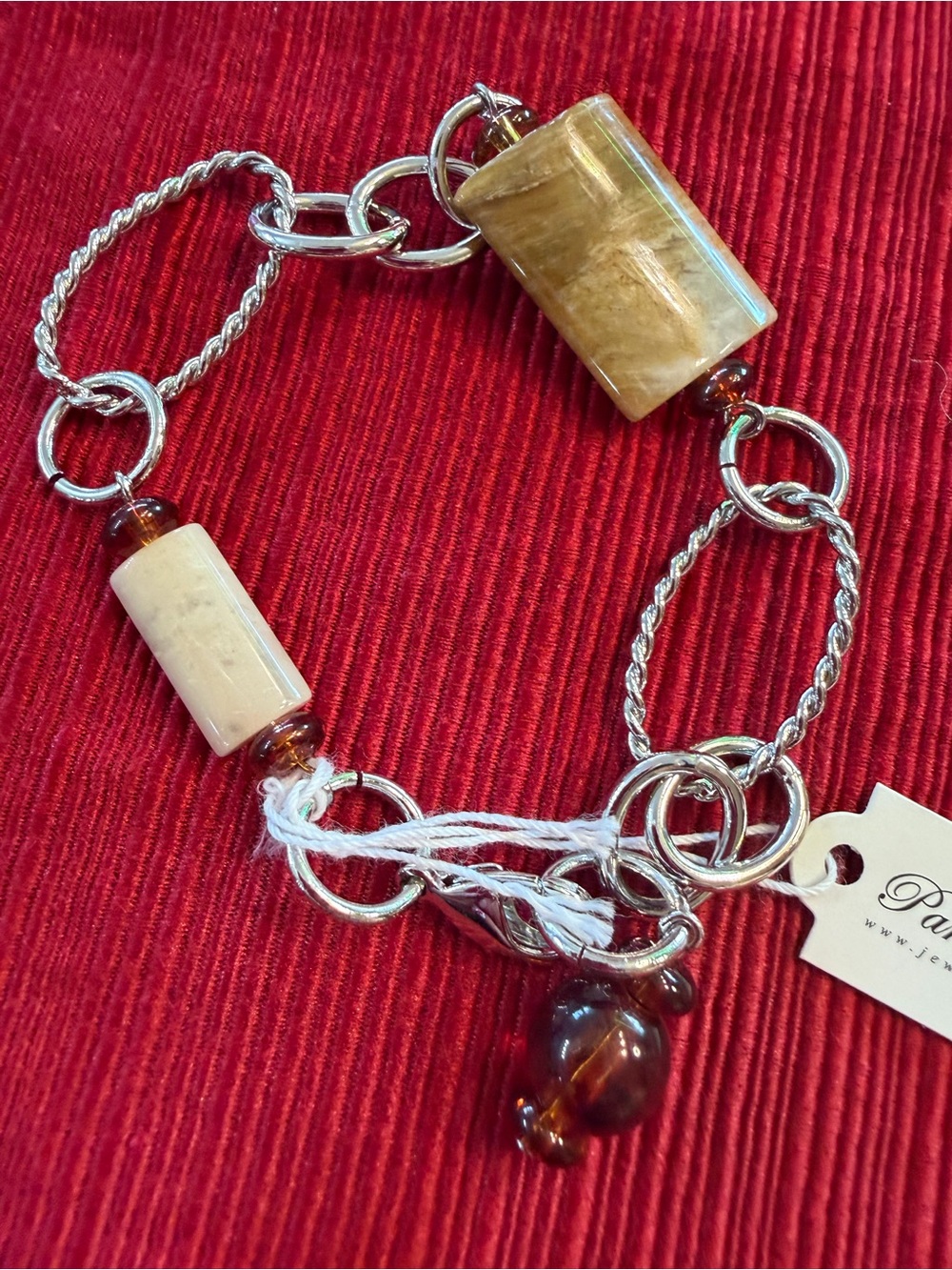 Park Lane Silver-Tone Tan Stone Chunky Link Bracelet New